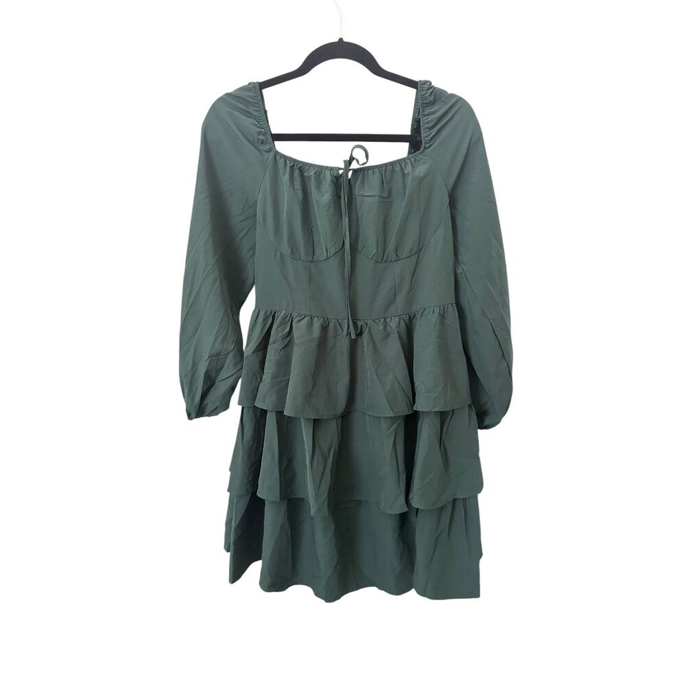 SCARLET DARKNESS Renaissance Tiered Mini Dress Green Small NEW‎ NWT